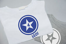 Flockfolie Bügelbild "Stern mit Geburtstagszahl"  & Wunschname 