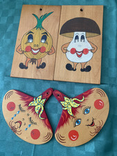 4 alte verschiedene Kuchenbretter Handbemalt Holzbrett Schneidebrett 20/15×12,5