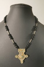 Apartes Collier Berber alter Silberanhänger Glasperlen EZ25 Marokko Maroc