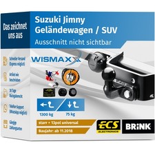ANHÄNGERKUPPLUNG für Suzuki Jimny ab 18 starr BRINK +13pol E-Satz ABE