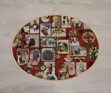 Nostalgie Weihnachten Deckchen in Oval 48 cm x 37 cm mit Satinband in gold