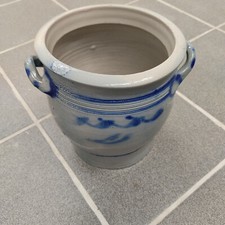 Steingut Krug grau mit blauen