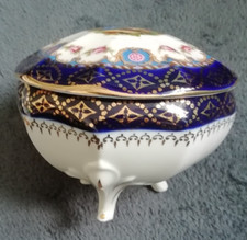 Vintage Ilmenau Graf von Henneberg Deckeldose–Echt Kobalt–Dreifüßig–Golddekor