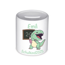 Personalisierte Spardose Dino – Schulkind 2025 mit Name – Geschenk zur Einschulu