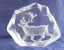 Mats Jonasson Rentier Bleikristall Paperweight 15 cm 1,7kg signiert