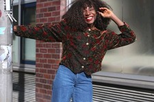 Vintage Samt Blazer Floral