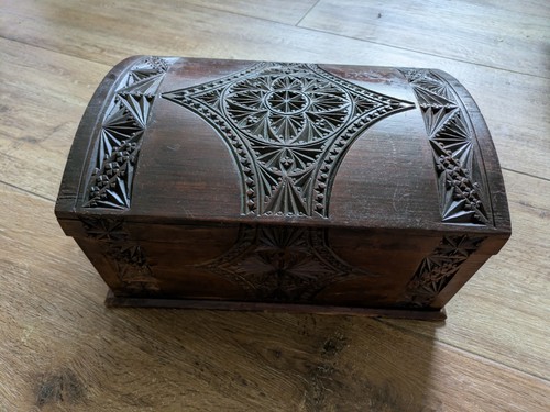 Antik tramp art holzkiste - art,