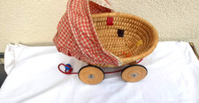 kleiner Korb Puppenwagen  - Rot Kariert
