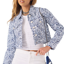 JMOJO Damen Cropped Jacke Soft Denim Damen Western Trucker Freizeitjacke