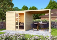 Gartenhaus Holz 19mm Gerätehaus Poolhaus Flachdach Qubic 2 in Varianten Karibu
