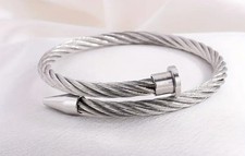 Edelstahl Armband Herren Damen Stahldraht Armreif im Nageldesign 