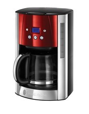 RUSSELL HOBBS Kaffeemaschine Luna Solar Red 23240-56 Glas Timer 12 Tassen 1000 W