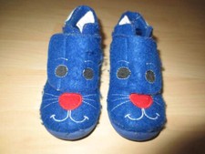 Hausschuhe Katze blau - Größe 21 mit Klettverschluss von Stups 