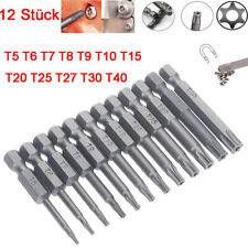 12 Stück Torx Bit Set T5 T6 - T40 Schraubendreher Satz Magnetisch 50mm mit loch