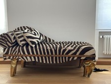 Unikat Chaiselongue Zebra Echtfell Bronze Canapé Sculpture Art Design Möbel