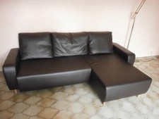 Ikea Delsbo Ecksofa Couchgarnitur Kunstleder mit Recamiere Schwarzbraun
