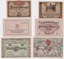 3 Banknoten Notgeld Stadt