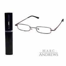 Mini Lesebrille Federscharnier Damen Herren Metall Schmal Klein Leicht mit Etui