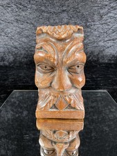 Figur Gesicht mit Bart Holz Handarbeit Geschnitzt Vintage Rarität Nachlass