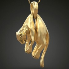 5,3g 3D Anhänger Wildkatze Löwe Leopard Gold Panther 925 massiv Sterling Silber