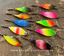 UV 3 g twisted/gedrehter Forellenblinker Forellenköder Japanblinker Trout Spoon