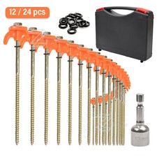 24x 12x Zeltheringe Schraubheringe 20cm Metall Erdnägel Zelt Ø 7mm Heringe Set