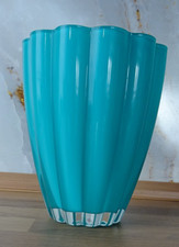 Vase Glas gewellt türkis