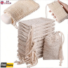 10 Stück Sisal Seifensparbeutel Netz Seifensparbeutel Natur Beutel Kordelzug Netz Set