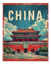 Vintage china reiseplakat - china,