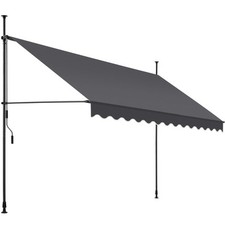 Klemmmarkise mit Handkurbel, höhenverstellbar Klemmmarkise schwarz/grau B-Ware