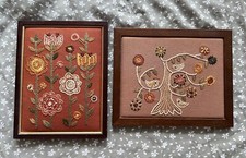 Stickerei Stickbild Baum Blumen Waldorf Kunst Handgefertigte Handmade Holz