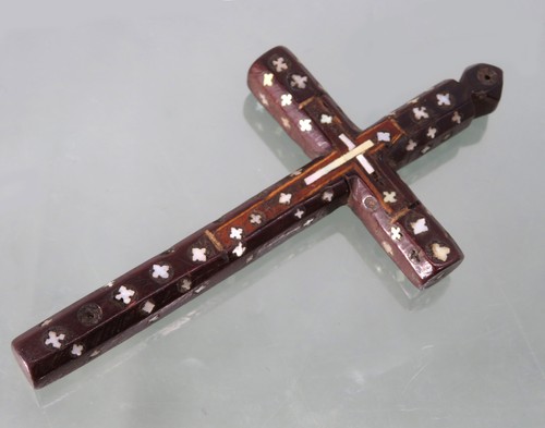 Antikes kreuz holz perlmutt - kreuz,