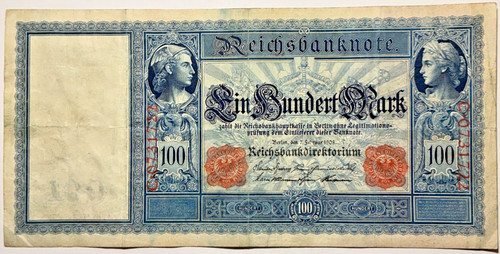 Deutsches reich 100 - mark, 1910
