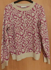 Damen Pullover M Vila beige pink gemustert  Langarm Viskosemischung NEU