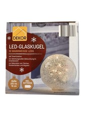 LED Glaskugel 18cm mit 10 warmweißen LEDs Timerfunktion Dekoration DEKOR