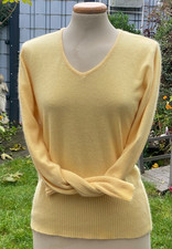 Damen 100% Kashmir Cashmere Pullover Rundkragen Größe 38 ( S) Gelb Kuschelweic