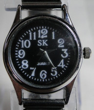 Silber/Schwarze SK Quarz Analog Damen Armbanduhr