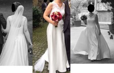 Hochzeitskleid/Brautkleid, Lilly, Gr. 38, Satin, ivory/elfenbein mit Schleier