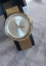 Calvin Klein 25200150 Analog Quarzuhr Damen Edelstahl Armband Gold Kristalle