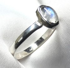 ? Gr.55 (17,5) Regenbogen-Mondstein Ring 925 Silber • klar & blau schimmernd ?