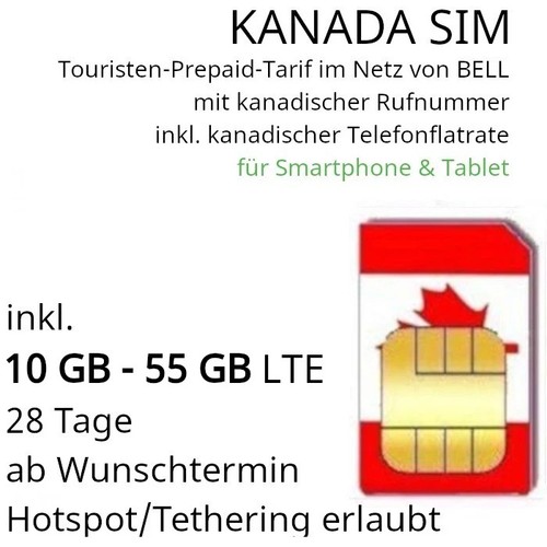 Kanada sim und 10gb - und, 10gb-55gb