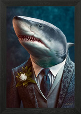 Weißer Hai Portrait gerahmtes