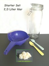 🐮 Milch Kefir Pilz Starter SET 2,0 L KLAR 🐮mit Tupperware ® Sieb Goldregen 🐮B