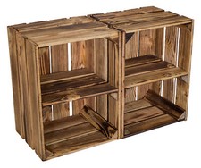 kleine Obstkiste Bella geflammt mit Mittelbrett Quer Dekokiste Regalkiste Bücher