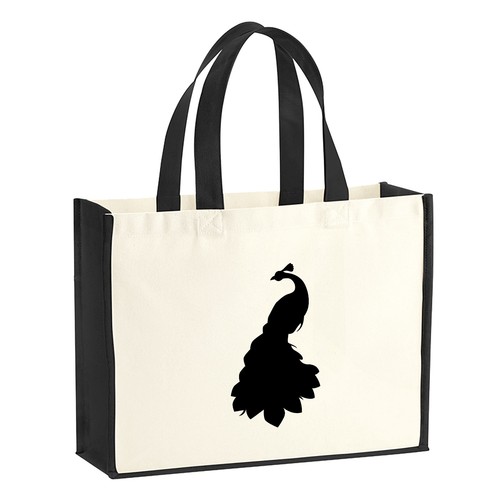 Jutetasche pfau silhouette - pfau,