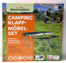 Camping Klappmöbel Set Tisch + 4 Hocker Tisch 3-stufig höhenverstellbar(55,60,70