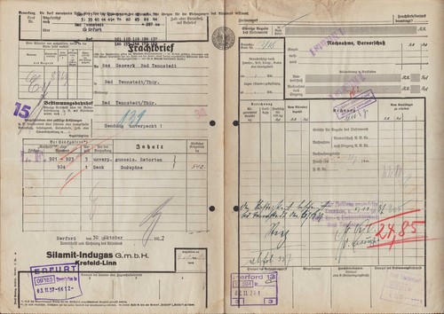 Frachtbrief 1937
