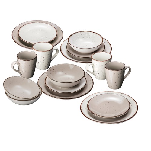 Tafelservice beige weiß - beige-weiß,