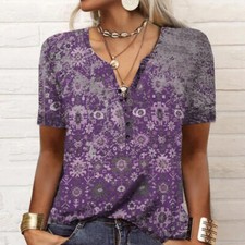 Damen V-Neck Printed Blusen