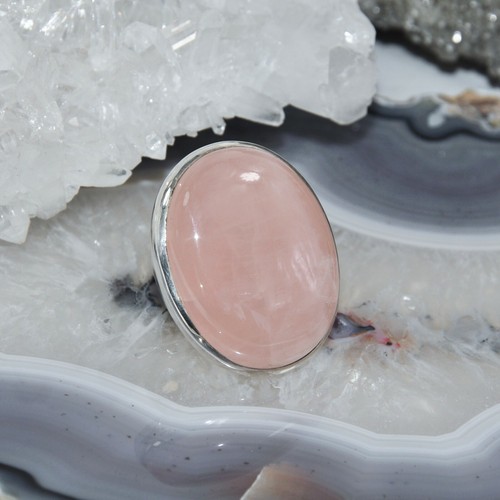 Rosenquarz ring 925er silber - rosenquarz,